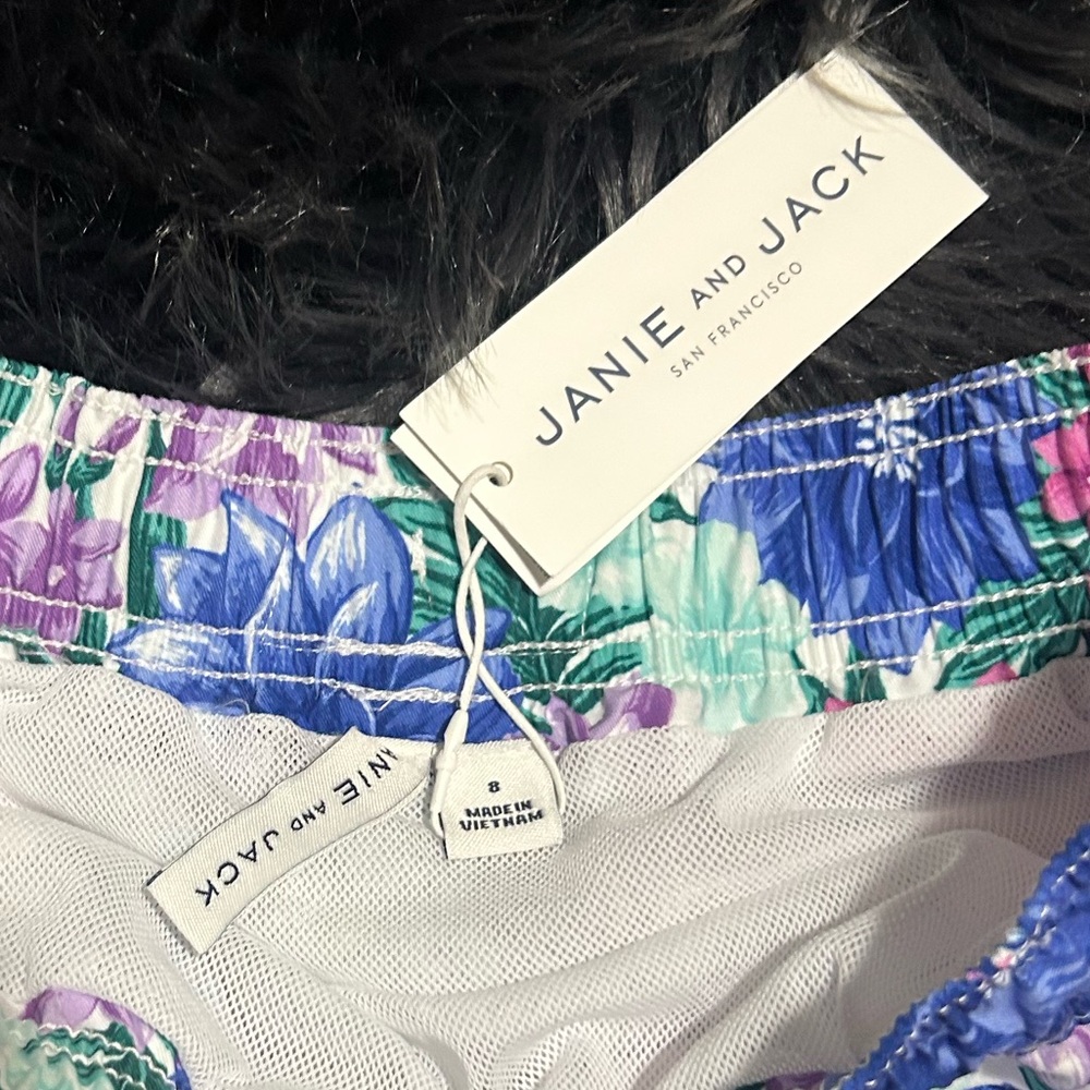 Janie and Jack Floral Kids Shorts Blue and Pink Size 8 - Picture 4 of 4